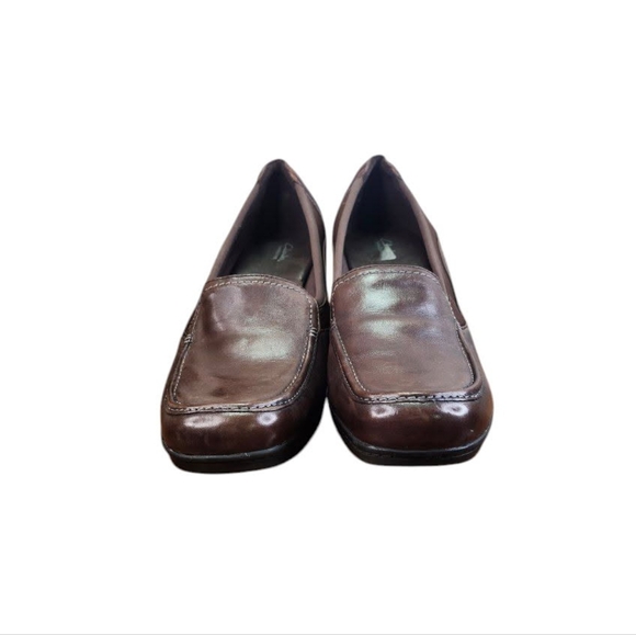 Clarks Bendables Brown Leather Loafer Pumps (11M) - Picture 3 of 9